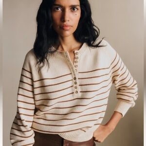 Sézane Léontine Jumper Ecru Camel Stripe size M
